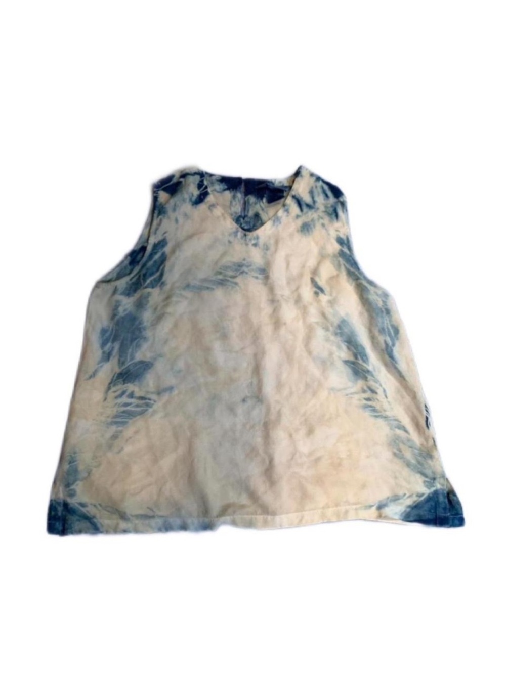 Vintage Y2K Blue Cream Tie Dye Watercolor Silk Tank Top | Grunge Boho
